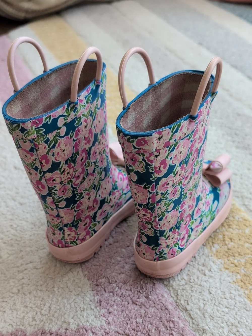 Toddler Girls Size 9 Pink Bow Rain Boots | Sweet Honey Floral